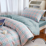 Cifeeo-spring comforter sets Pastel Blue Plaid Dorm Bedding Set