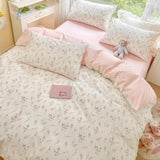 Cifeeo-spring comforter sets Pale Pink Floral Print Bedding Set
