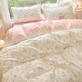 Cifeeo-spring comforter sets Pale Pink Floral Print Bedding Set