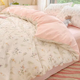 Cifeeo-spring comforter sets Pale Pink Floral Print Bedding Set