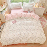 Cifeeo-spring comforter sets Pale Pink Floral Print Bedding Set