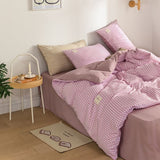 Cifeeo-spring comforter sets Mini Plaid Print Pastel Bedding Set
