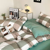 Cifeeo-spring comforter sets Large Plaid Print Bedding Set