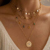 Cifeeo- Multilayer Sequins Colored Crystal Pendant Necklace