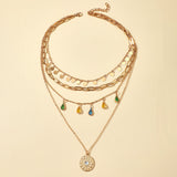 Cifeeo- Multilayer Sequins Colored Crystal Pendant Necklace