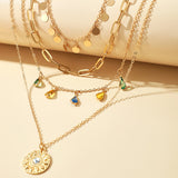 Cifeeo- Multilayer Sequins Colored Crystal Pendant Necklace