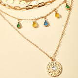 Cifeeo- Multilayer Sequins Colored Crystal Pendant Necklace