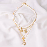 Cifeeo- Retro Starfish Shell Multilayer Pendant Necklace