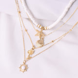 Cifeeo- Retro Starfish Shell Multilayer Pendant Necklace