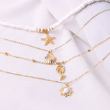 Cifeeo- Retro Starfish Shell Multilayer Pendant Necklace