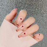 24pcs False press-on nails with a pattern Peach heart wear finished tablet nail art  removable Manicure beautiful false nails