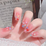 Cifeeo Sweet Summer Fake Nails Patches Pink Candy Color Press on Nails Women Wearable Nail Art Stickers Full Finished False Nails 24pcs