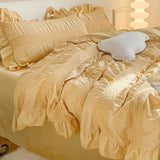 Cifeeo-spring comforter sets Ruffled Seersucker Cute Bedding Set