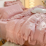 Cifeeo-spring comforter sets Ruffled Seersucker Cute Bedding Set