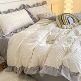Cifeeo-spring comforter sets Ruffled Seersucker Cute Bedding Set