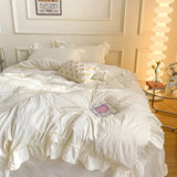 Cifeeo-spring comforter sets Ruffled Seersucker Cute Bedding Set