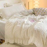 Cifeeo-spring comforter sets Ruffled Seersucker Cute Bedding Set