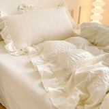 Cifeeo-spring comforter sets Ruffled Seersucker Cute Bedding Set