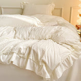 Cifeeo-spring comforter sets Ruffled Seersucker Cute Bedding Set
