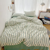 Cifeeo-spring comforter sets Minimalist Green Striped Sage Bedding Set
