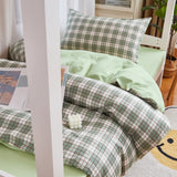 Cifeeo-spring comforter sets Sage Green Plaid Dorm Bedding Set