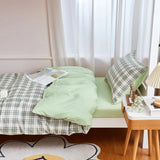 Cifeeo-spring comforter sets Sage Green Plaid Dorm Bedding Set