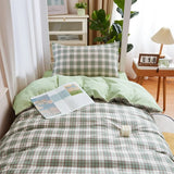 Cifeeo-spring comforter sets Sage Green Plaid Dorm Bedding Set