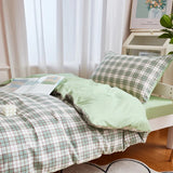 Cifeeo-spring comforter sets Sage Green Plaid Dorm Bedding Set