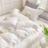 Cifeeo-spring comforter sets Soft Crumpled Ruffle Bedding Set