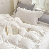 Cifeeo-spring comforter sets Soft Crumpled Ruffle Bedding Set