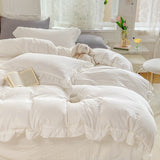 Cifeeo-spring comforter sets Soft Crumpled Ruffle Bedding Set