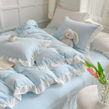 Cifeeo-spring comforter sets Soft Crumpled Ruffle Bedding Set