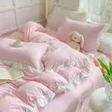Cifeeo-spring comforter sets Soft Crumpled Ruffle Bedding Set