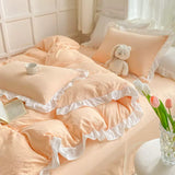 Cifeeo-spring comforter sets Soft Crumpled Ruffle Bedding Set