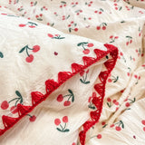 Cifeeo-spring comforter sets Stitched Edge Red Cherries Bedding Set