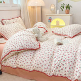 Cifeeo-spring comforter sets Stitched Edge Red Cherries Bedding Set