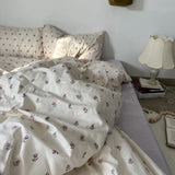 Cifeeo-spring comforter sets Vintage Grandmacore Floral Print Bedding Set