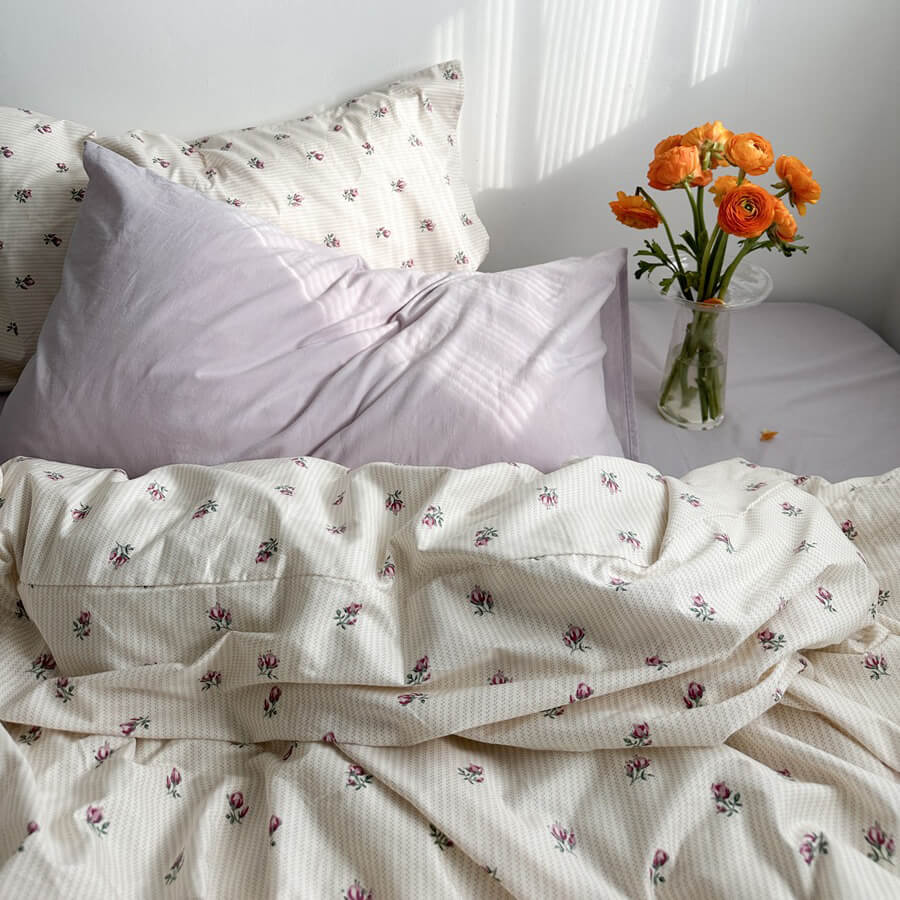 Cifeeo-spring comforter sets Vintage Grandmacore Floral Print Bedding Set