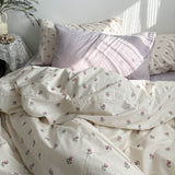 Cifeeo-spring comforter sets Vintage Grandmacore Floral Print Bedding Set