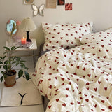 Cifeeo-spring comforter sets Vintage Red Hearts Bedding Set