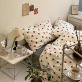 Cifeeo-spring comforter sets Vintage Red Hearts Bedding Set