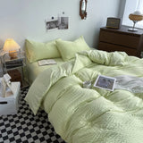 Cifeeo-spring comforter sets Waffle Striped Duvet Cover Bedding Set