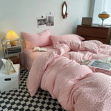 Cifeeo-spring comforter sets Waffle Striped Duvet Cover Bedding Set