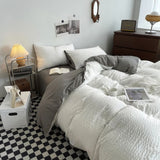 Cifeeo-spring comforter sets Waffle Striped Duvet Cover Bedding Set
