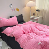 Cifeeo-spring comforter sets Waffle Striped Duvet Cover Bedding Set