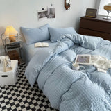 Cifeeo-spring comforter sets Waffle Striped Duvet Cover Bedding Set