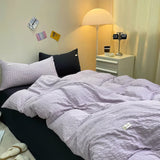 Cifeeo-spring comforter sets Waffle Striped Duvet Cover Bedding Set
