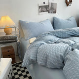 Cifeeo-spring comforter sets Waffle Striped Duvet Cover Bedding Set