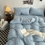 Cifeeo-spring comforter sets Waffle Striped Duvet Cover Bedding Set