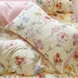 Cifeeo-spring comforter sets Watercolor Flowers Print Textured Bedding Set